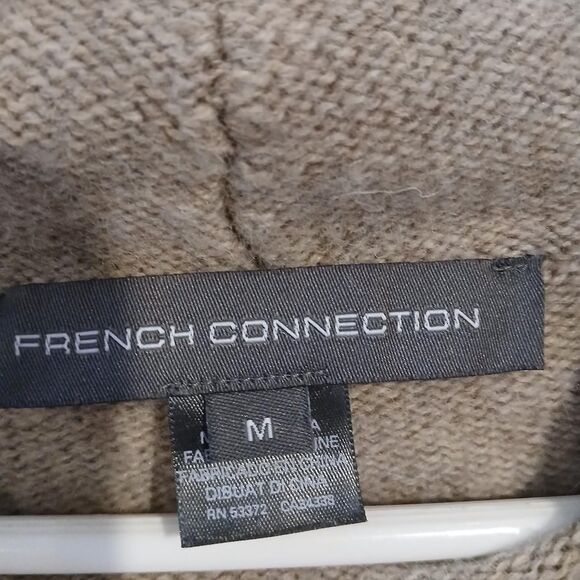 French-connection Women's Wool Blend Tan and Cream Color Block Sweater M - Picture 4 of 5